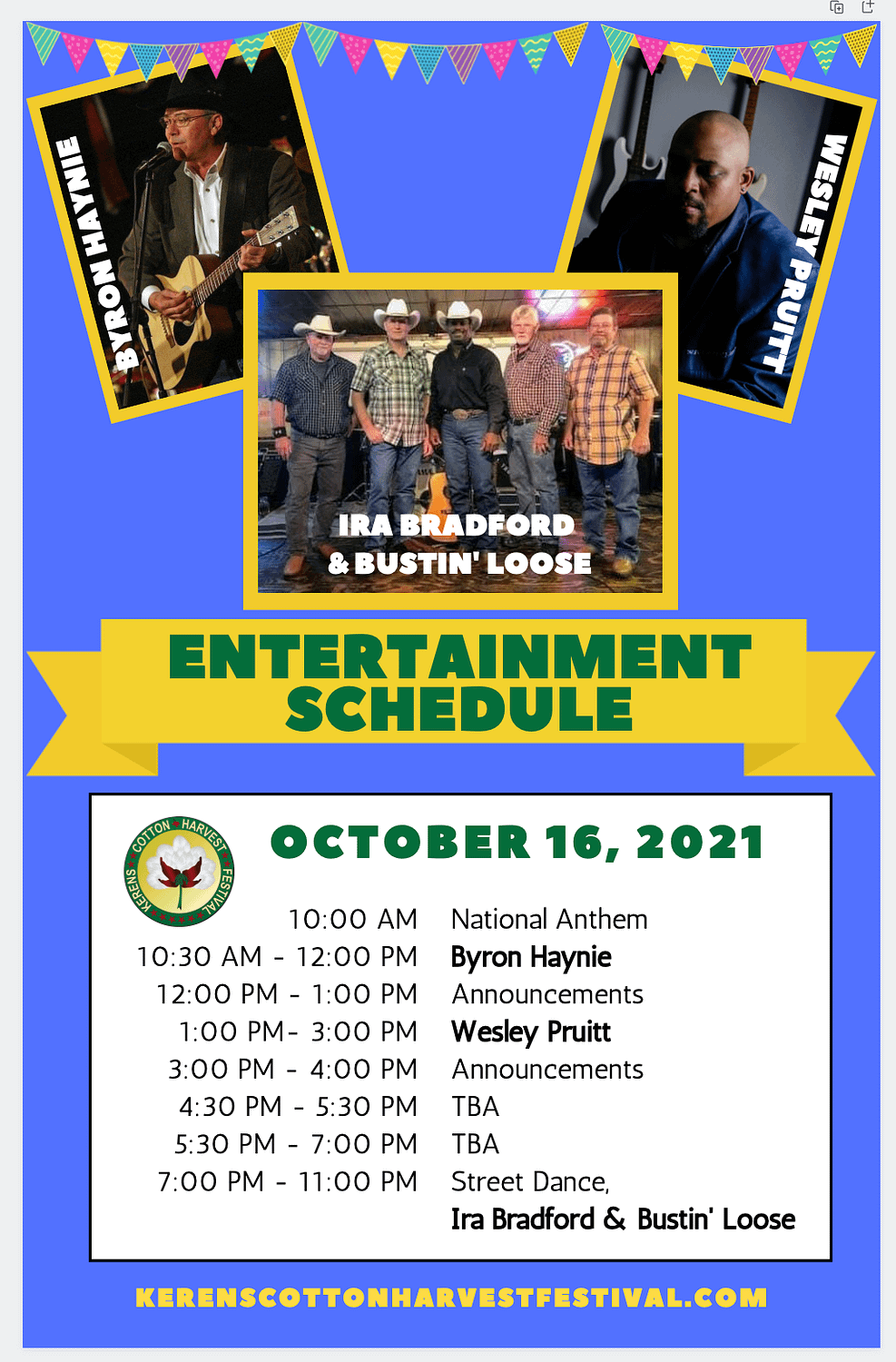 Entertainment Schedule Kerens Cotton Harvest Festival